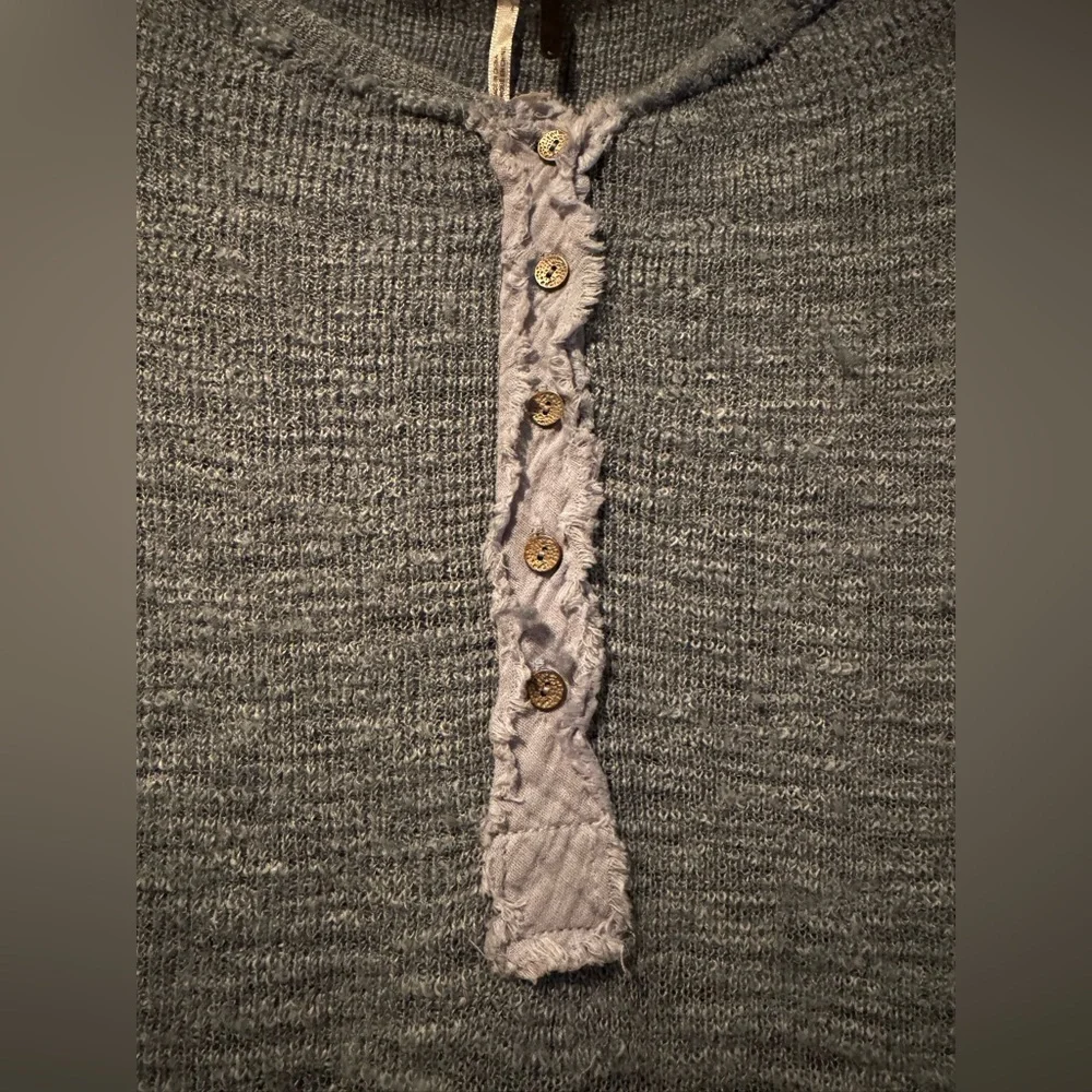 Free People Blue Mountain Song Henley Knit Long Sleeve - Size L